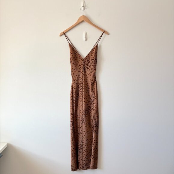 Aritzia Wilfred Only Satin Maxo Slip Dress Leopard Animal Print Size XXS - Picture 6 of 10